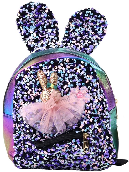 Picture of Plecak Dziecicy Cekiny Uszy Królika Ciemny Kolorowy 22cm 4.4L