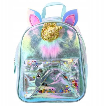 Picture of Plecak Dziecicy Z Rogiem Jednoroca Ruchome Konfetti Niebieski 25cm 4,5L