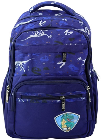 Picture of Plecak Szkolny Dinozaury Naszywka T-Rex Pas Piersiowy Granatowy 20L