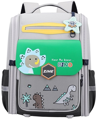 Picture of Plecak Szkolny Z Dinozaurami Pas Piersiowy Szary Zielony 21L 39cm