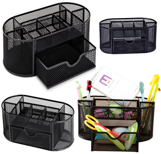 Picture of Pojemnik Organizer Na Przybory Biurowe Metalowy Czarny EDUKAMP