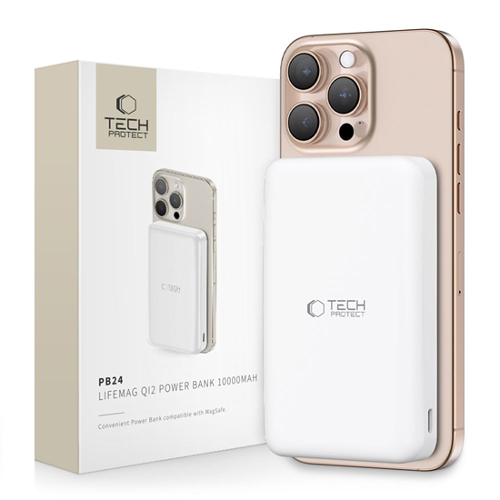 Изображение Powerbank Tech-Protect TECH-PROTECT PB24 LIFEMAG QI2 MAGSAFE POWER BANK 10000MAH WHITE