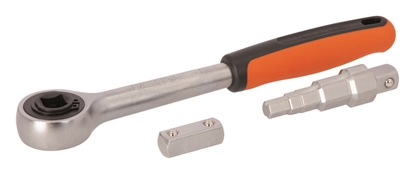 Picture of Radiator valve 1/2" ratchet set, 5 different steps: 3/8"-7/16"-1/2"-3/4"-1"