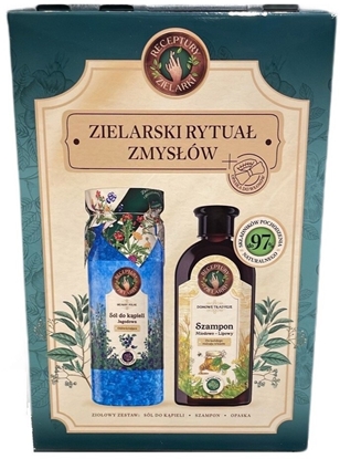 Attēls no RECEPTURY ZIELARKI_SET Domowe Tradycje szampon Miodowo-Lipowy do kadego rodzaju wosów 350ml + sól do kpieli Jagoda 700g + opaska do wosów z kokard 1szt