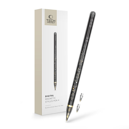 Attēls no Rysik Tech-Protect TECH-PROTECT DIGITAL MAGNETIC STYLUS PEN 4 IPAD CLEAR/BLACK