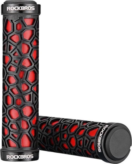 Picture of RockBros Gripy rowerowe chwyty z gumy przyczepne r. 22mm czarno-czerwone ROCKBROS