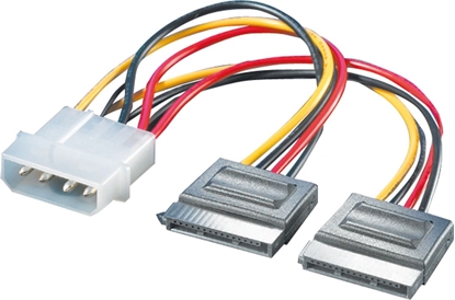 Attēls no Roline Internal Y-Power Cable, 4-Pin HDD to 2x SATA, 0.12 m