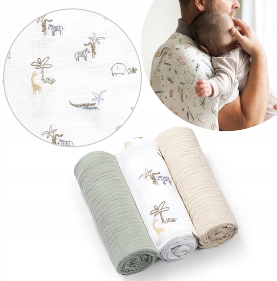 Picture of SanaSet Baby BABY ONO 828/04 PIELUSZKI mulinowe MARSZCZONE SUPER MIKKIE ZIELONE