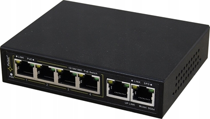 Attēls no SG64WP PULSAR Switch PoE 6-portowy Gigabit Ethernet 4xPoE 2xUpLink 60W bez zasilacza
