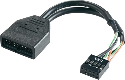 Attēls no SilverStone USB 19 pin - USB 9 pin, 0.1m, Czarny (G11303050-RT)