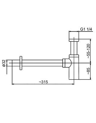 Picture of Syfon KFA butelkowy 5/4" DN32 chrom (600-003-00)