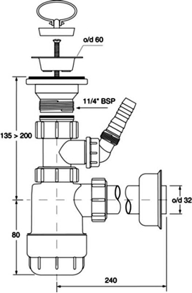 Attēls no Syfon McAlpine butelkowy 5/4" DN32 niski biay (HC1LWM)