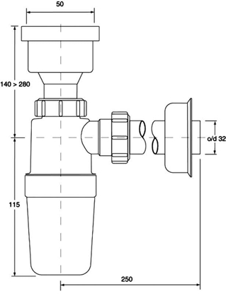 Attēls no Syfon McAlpine Syfon pisuarowy prosty z uszczelk wargow 5/4 HC2P