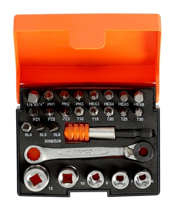 Picture of Sockets 6-13mm and bits PH,PZ,SL,HEX,TX set 26 pcs