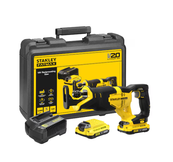 Изображение Stanley | 18V V20 Reciprocating Saw - 2 x 2.0Ah Kitbox | SFMCS300D2K-QW | 18 V