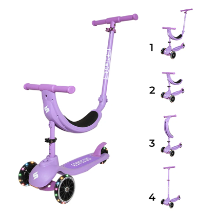 Attēls no STORY oriģinālais 4in1 bērnu skrejritenis ar 3 riteņiem Violets