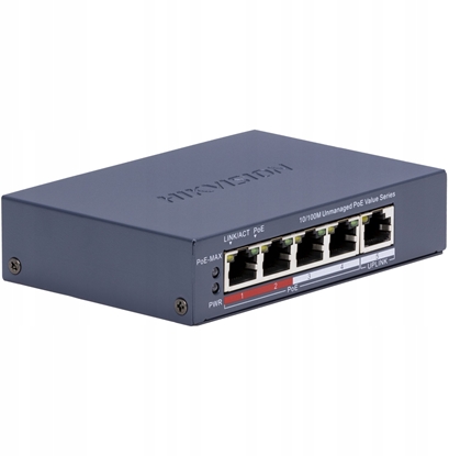 Attēls no Switch Hikvision SWITCH POE DS-3E0105P-E/M(C) 4-PORTOWY