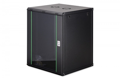 Изображение Szafa DIGIT Szafa sieciowa wiszca Dynamic 19 16U rack 600x600, szklane drzwi, czarny, nieskadana, 60kg