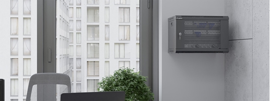 Picture of Szafa instalacyjna rack wisząca 19 cali 4U 600x450 szara drzwi metalowe (flat pack)