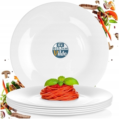 Attēls no Talerze Obiadowe Pytkie Szko Biae 6 szt. VILDE 25,5 cm Opalowe