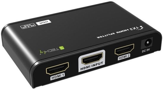 Изображение Techly Splitter HDMI 2.0 1x2 4K*60Hz HDR EDID Aktywny Rozdzielacz (IDATA-HDMI2-4K2HDR)