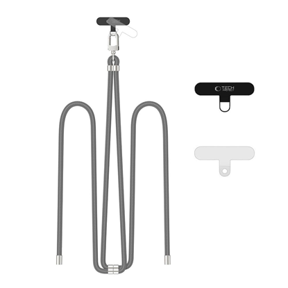 Attēls no Tech-Protect TECH-PROTECT C7S ROPE CROSSBODY STRAP CRAYON GREY/SILVER