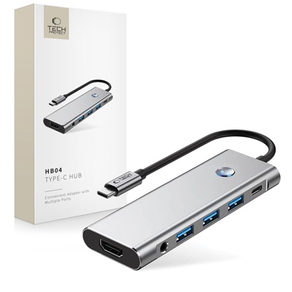 Изображение HUB USB Tech-Protect HB04 1x SD 2x USB-C 1x HDMI  + 3x USB-A 2.0 3.0 3.2 Gen2 (5906302360536)