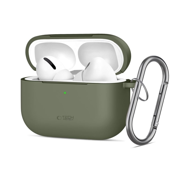Picture of Tech-Protect Tech-Protect Silicone Hook Case for AirPods Pro - Olive