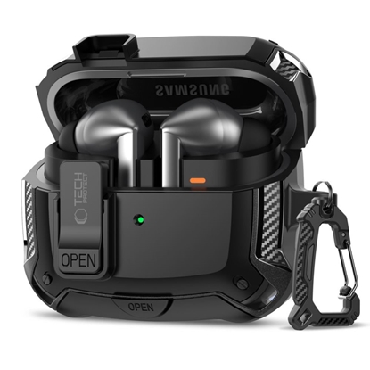 Attēls no TECH-PROTECT CARBONOX MAGSAFE SAMSUNG GALAXY BUDS 3 / 3 FE / 3 PRO BLACK