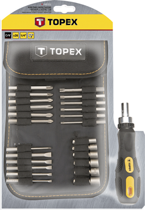 Изображение Topex Kocówki wkrtakowe i nasadki z uchwytem 26szt. 39D352