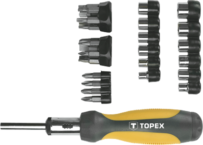 Изображение Topex Kocówki wkrtakowe i nasadki z uchwytem 29szt. - 39D356
