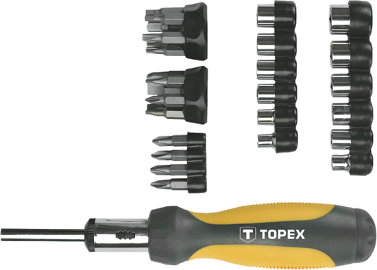 Изображение Topex Kocówki wkrtakowe i nasadki z uchwytem 29szt. - 39D356