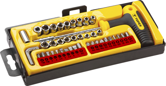 Изображение Topex Kocówki wkrtakowe i nasadki z uchwytem zestaw 41szt. 39D369