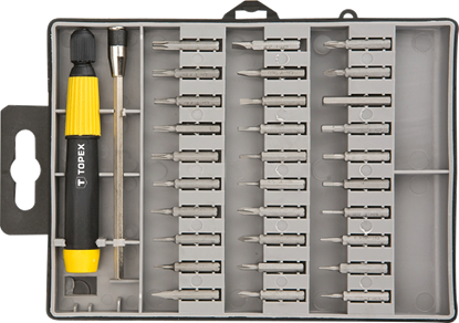 Изображение Topex Kocówki wkrtakowe precyzyjne z uchwytem zestaw 32szt. (39D555)