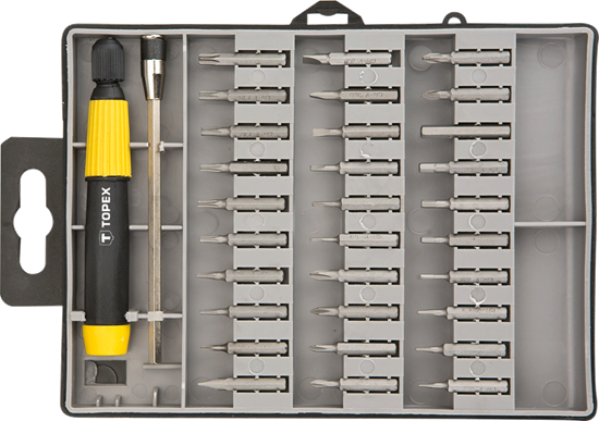 Изображение Topex Kocówki wkrtakowe precyzyjne z uchwytem zestaw 32szt. (39D555)