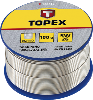 Изображение Topex Lut cynowy 60% Sn drut 1,5mm 100g - 44E532