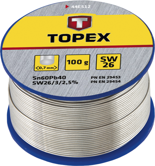 Изображение Topex Lut cynowy 60% Sn drut 1,5mm 100g - 44E532