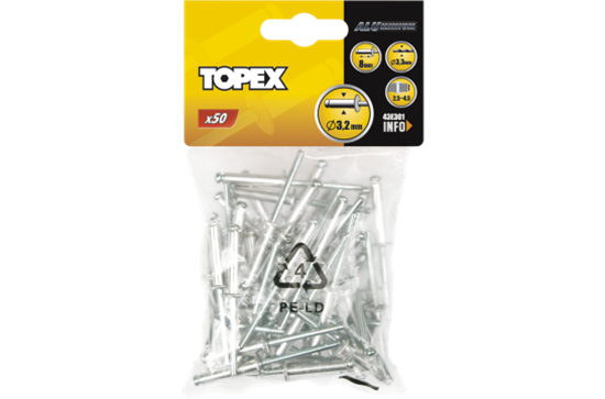 Изображение Topex Nity aluminiowe 4.0x18mm 50 szt (43E405)