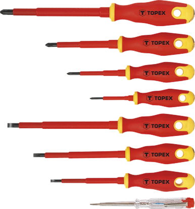 Picture of Topex Wkrtaki dla elektryków 7szt. + próbnik napicia 1000V (39D674)
