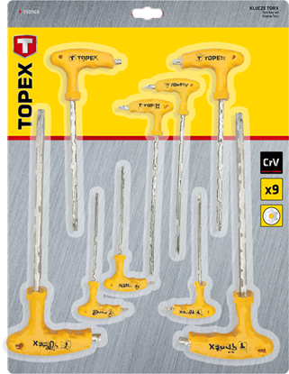 Picture of Topex Zestaw kluczy trzpieniowych torx typ T T10-T50 z otworem 9szt. (35D968)