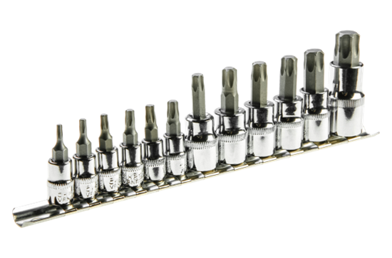 Picture of Topex Zestaw nasadek trzpieniowych Torx 1/4" 3/8" 1/2" T10-T60 12szt. (39D342)