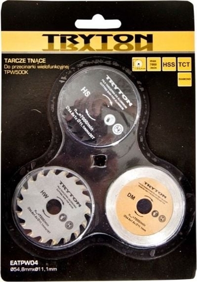 Изображение Tryton Zestaw tarcz tncych 54,8x11,1mm HSS / TCT / diamentowa TPW500K 3szt. - EATPW04