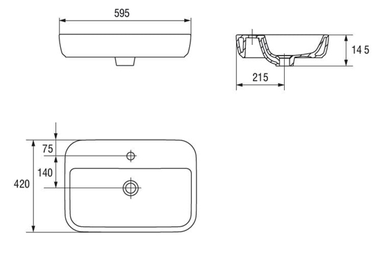 Picture of Umywalka Cersanit Caspia Square 59,5cm (K11-0095)