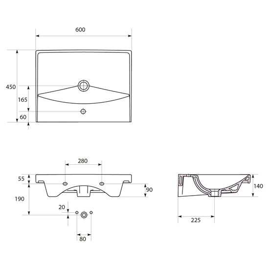 Picture of Umywalka Cersanit City 60cm (K35-006)