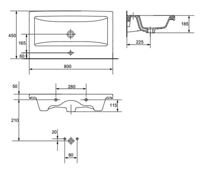 Attēls no Umywalka Cersanit Como 80cm (K32-004-ECO)