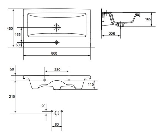 Picture of Umywalka Cersanit Como 80cm (K32-004-ECO)