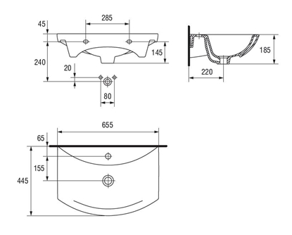 Attēls no Umywalka Cersanit Omega 65,5cm (02.K11-0003)