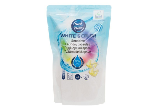 Изображение Veļas mazgāšanas kapsulas NordClean Sensitive 16gb