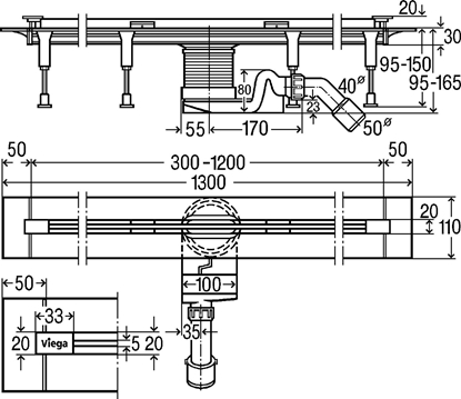 Attēls no Viega Odpyw liniowy bez rusztu Advantix Vario 120cm (686277)