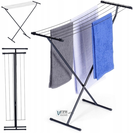 Picture of Vilde Suszarka na Pranie Ubrania Skadana Metalowa Solidna Czarna 91 x 84cm